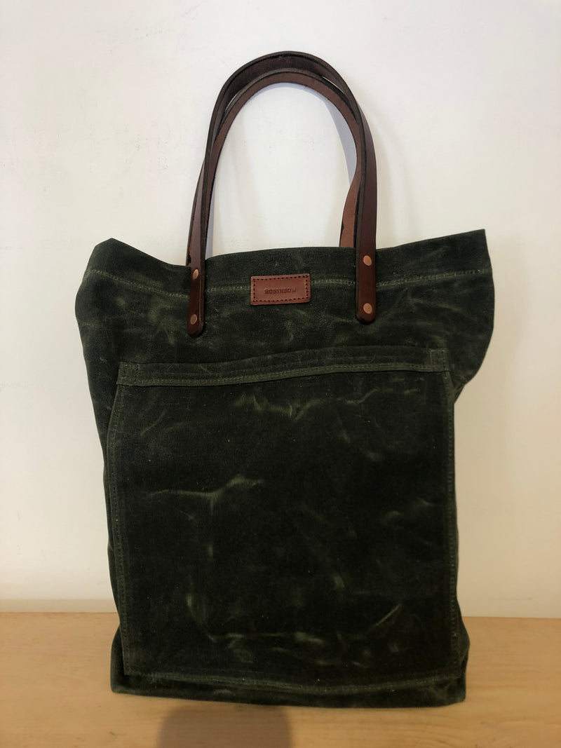 Small Wax Canvas Tote Bag - Green