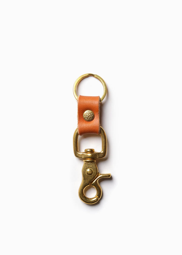 Leather Key Chain - Whisky Tan - Floral Brass Rivet